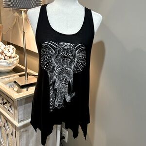 DOUBLE ZERO Asymmetrical Elephant Motif Tank - M